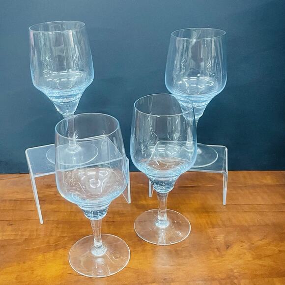 VTG Sasaki Harmony Azure Blue Wine Liqueur Water Stemware Japan Set 4 - Picture 1 of 5